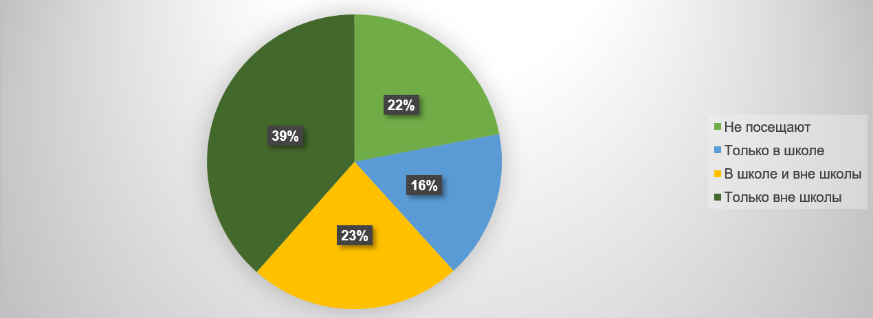 Количество школьников посещающих дополнительные занятия